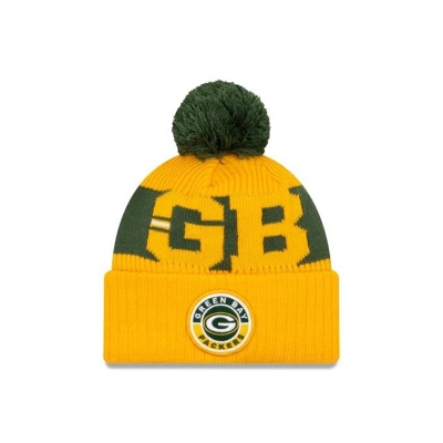 Yellow Green Bay Packers Hat - New Era NFL Alternate Cold Weather Sport Knit Beanie USA8197052